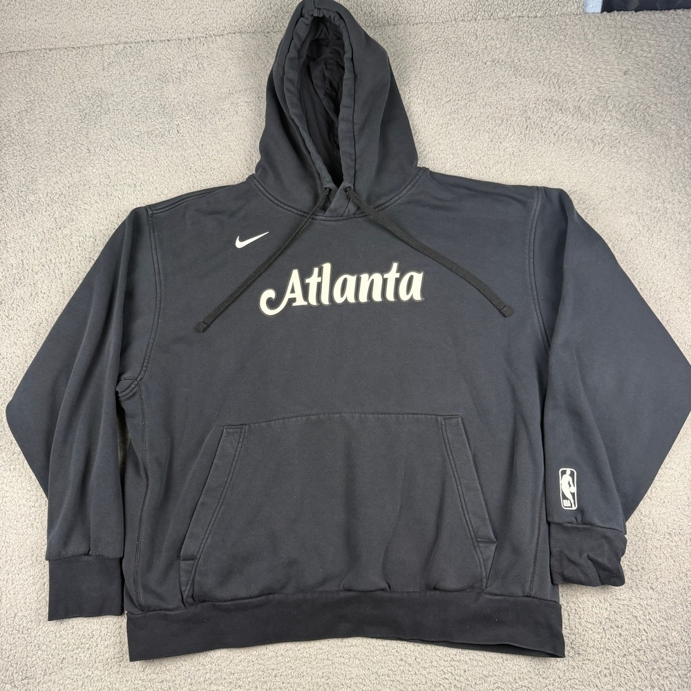 Nike Atlanta Hawks Hoodie Mens 2XL Black NB Pullover Fleece Logo Spellout